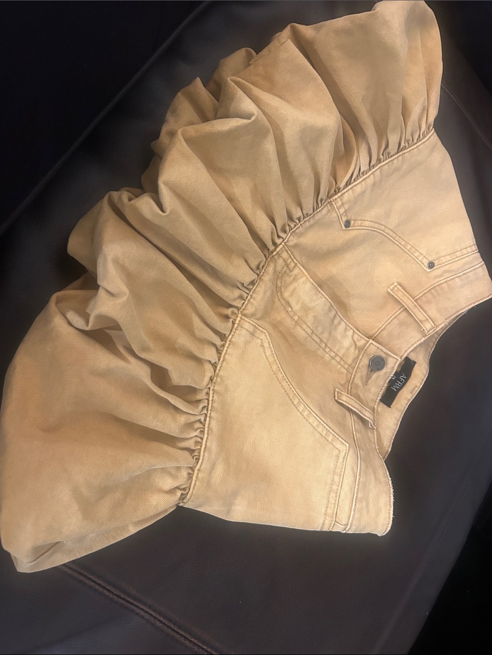 AFRM bubble skirt in beige khaki - Picture 4 of 5